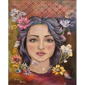 Fasiha Farooq, Blossom of Serenity, 18 24 inch, Acrylic on Canvas, Figurative Painting, AC-FFQ-001